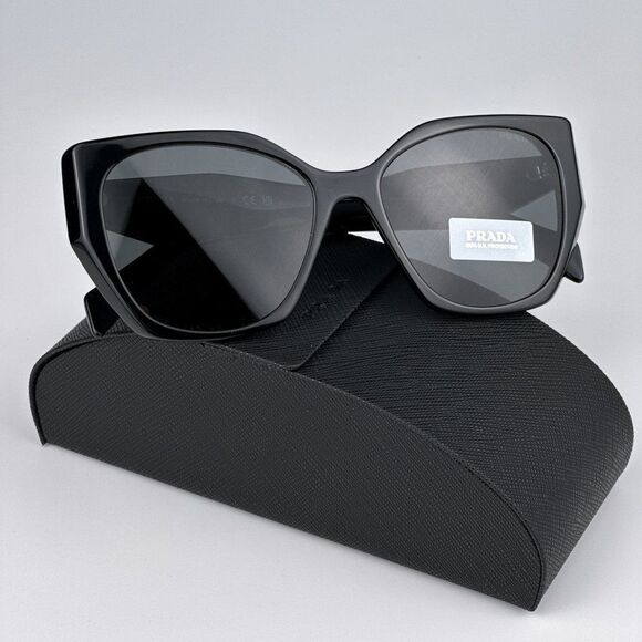 NEW Prada PR19ZS 1AB5S0 Black Dark Grey Women Cat Eye Sunglasses PR 19ZS